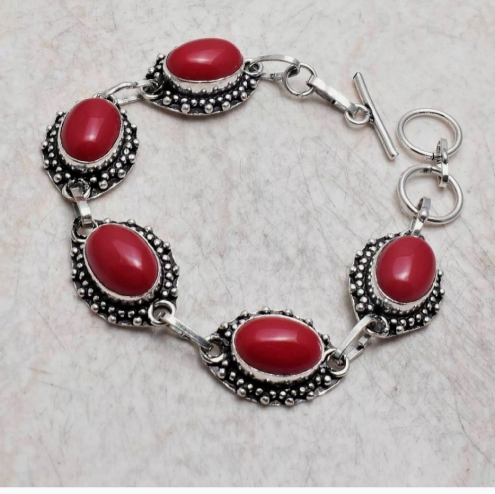 New coral sterling silver bracelet